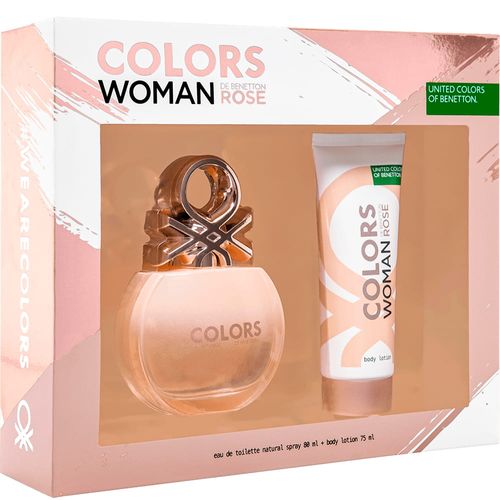 Kit Coffret Benetton Colors Rose Woman - Perfume Feminino Eau De Toilette 80ml + Loção Corporal 75ml