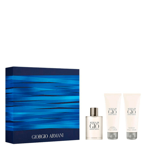 Kit Coffret Giorgio Armani Acqua di Giò - Perfume Masculino Eau de Toilette 50ml + Gel de Banho 75ml + Pós Barba 75ml
