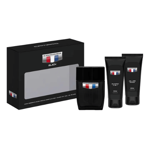 Kit Coffret Camaro Black Colônia Masculina + Gel Pós Barba + Shampoo 3 em 1