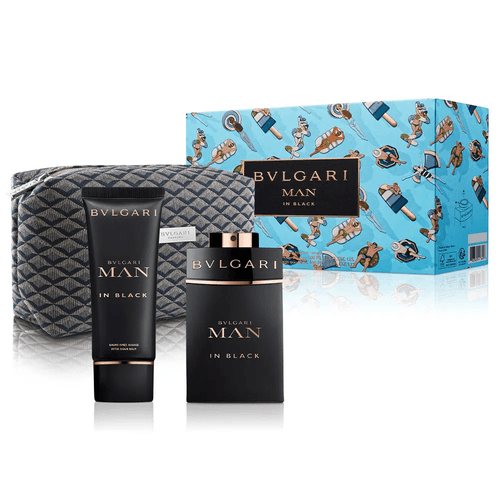 Kit Coffret Bvlgari Man in Black - Perfume Masculino Eau De Parfurm 100ml + Pós-Barba 100ml + Necessaire
