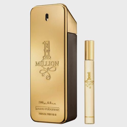 Kit Coffret 1 Million Paco Rabanne EDT 200ml + Travel Spray 10ml - Perfume Masculino