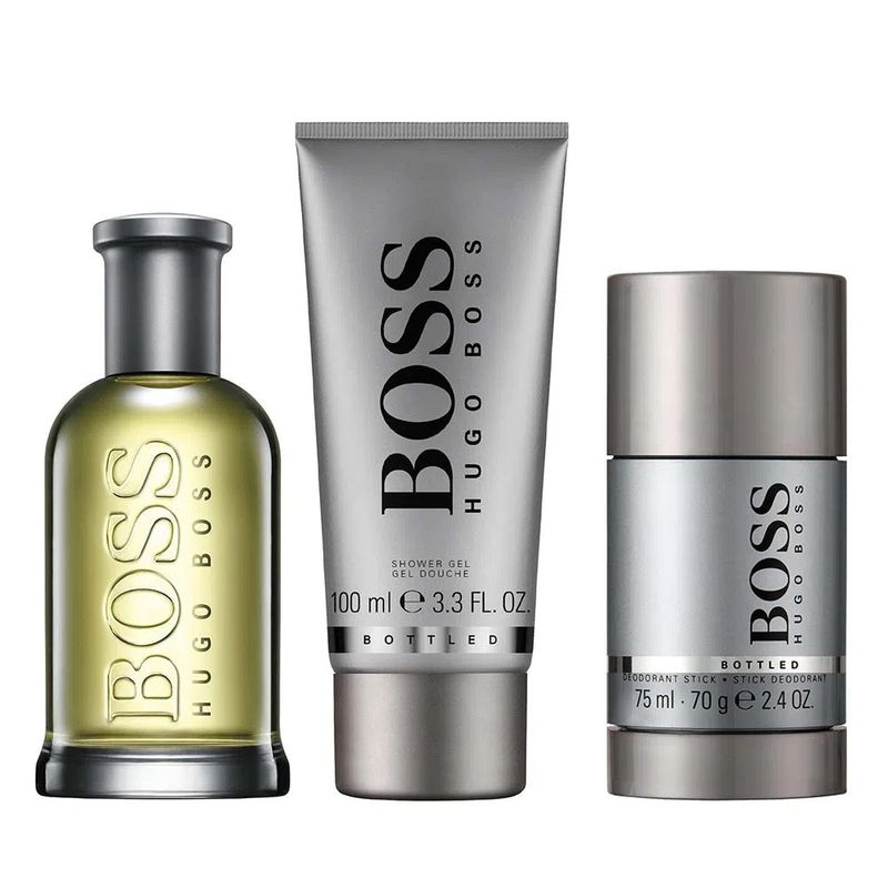 Kit Coffret Hugo Boss Bottled EDT 100ml Gel de Banho 100ml Deo