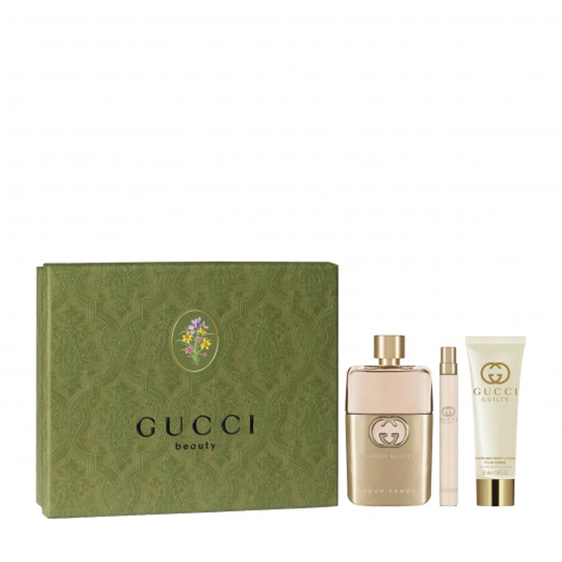 Kit-Coffret-Gucci-Guilty-Pour-Femme-Edp-90ml---Locao-Corporal-50ml---Travel-Size-10ml