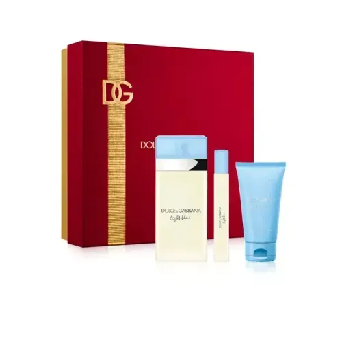 Kit Dolce & Gabbana Light Blue Eau de Toilette 100ml + Body Cream 50ml + Travel Spray
