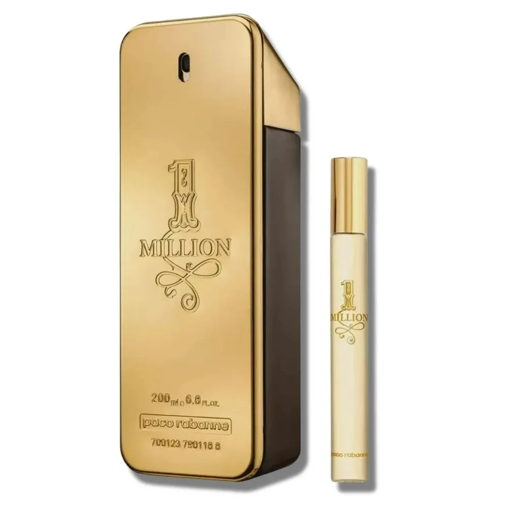 Kit Coffret 1 Million Paco Rabanne EDT 200ml + Travel Spray 10ml - Perfume Masculino